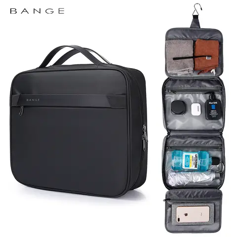 BANGE 여성용 옥스포드 메이크업 가방, 여행용 화장품 가방, 세면 용품, 정리함 방수 보관, 걸이식 욕실 세척 가방