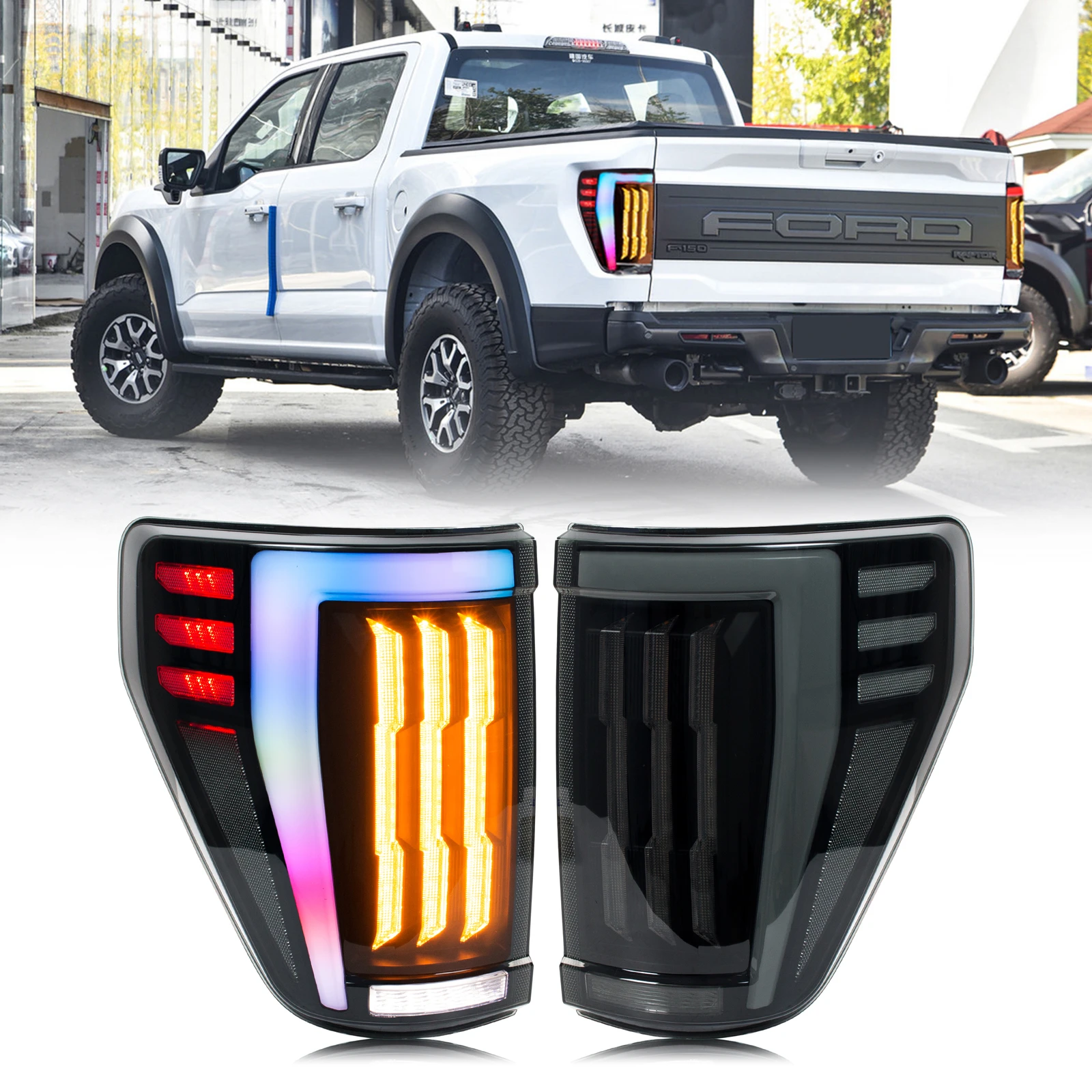 

LED RGB Tail Lights Assembly for Ford F-150 2021-2023 F150 XL STX Sequential Sequential Turn Signal Trunk Rear Brake Lamps