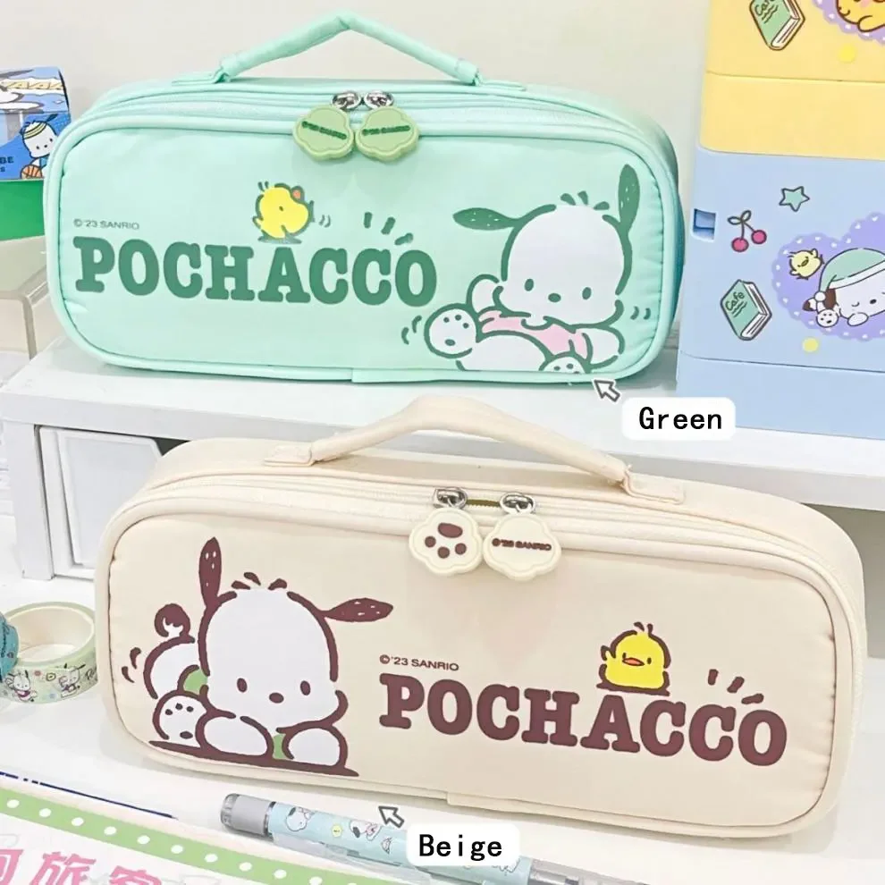 Pochacco Sanrio-estuche de lápices de Anime Kawaii, bonito estuche para bolígrafos, bolsa de almacenamiento de papelería para estudiantes, caja de lápices portátil de alta capacidad, regalo para niños