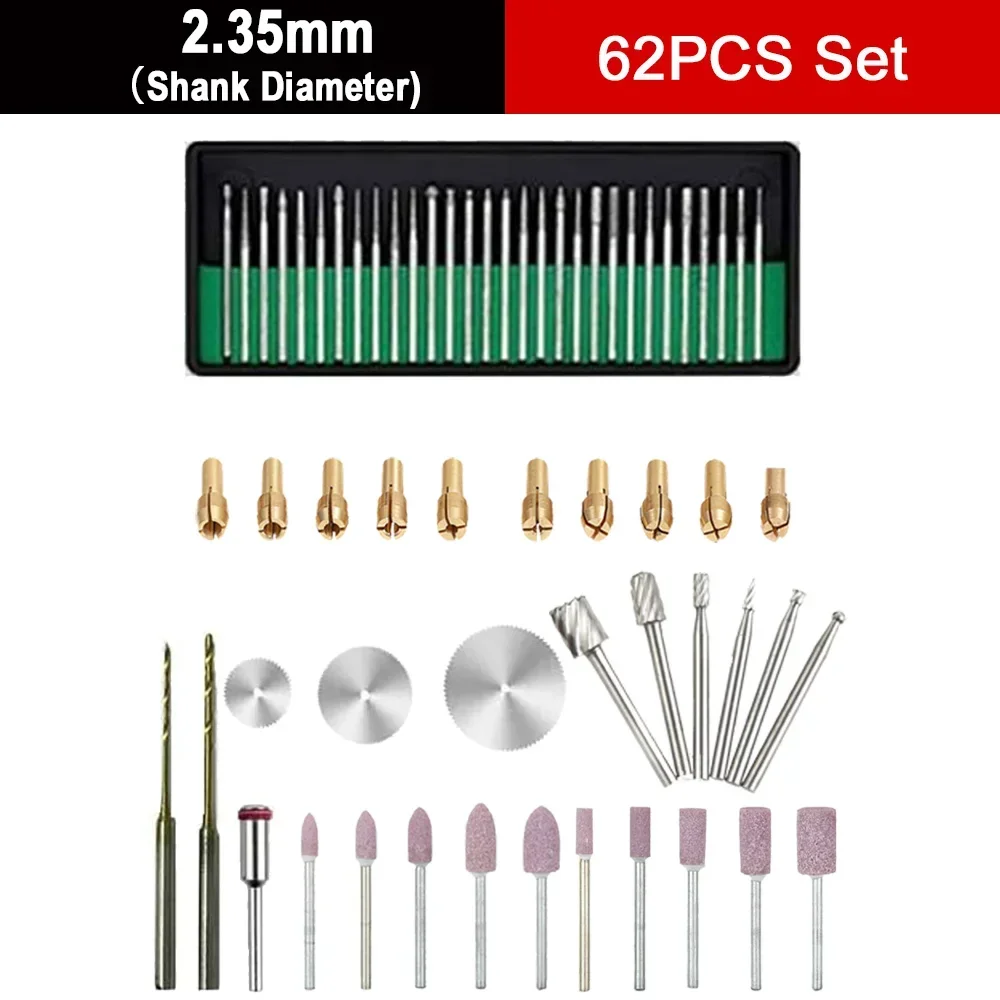 36-198PCS 2.35/3mm Shank Electric Grinding Tool Set Rotary Tool Accessory Set for Grinding Polishing Drilling Engraving Cutting