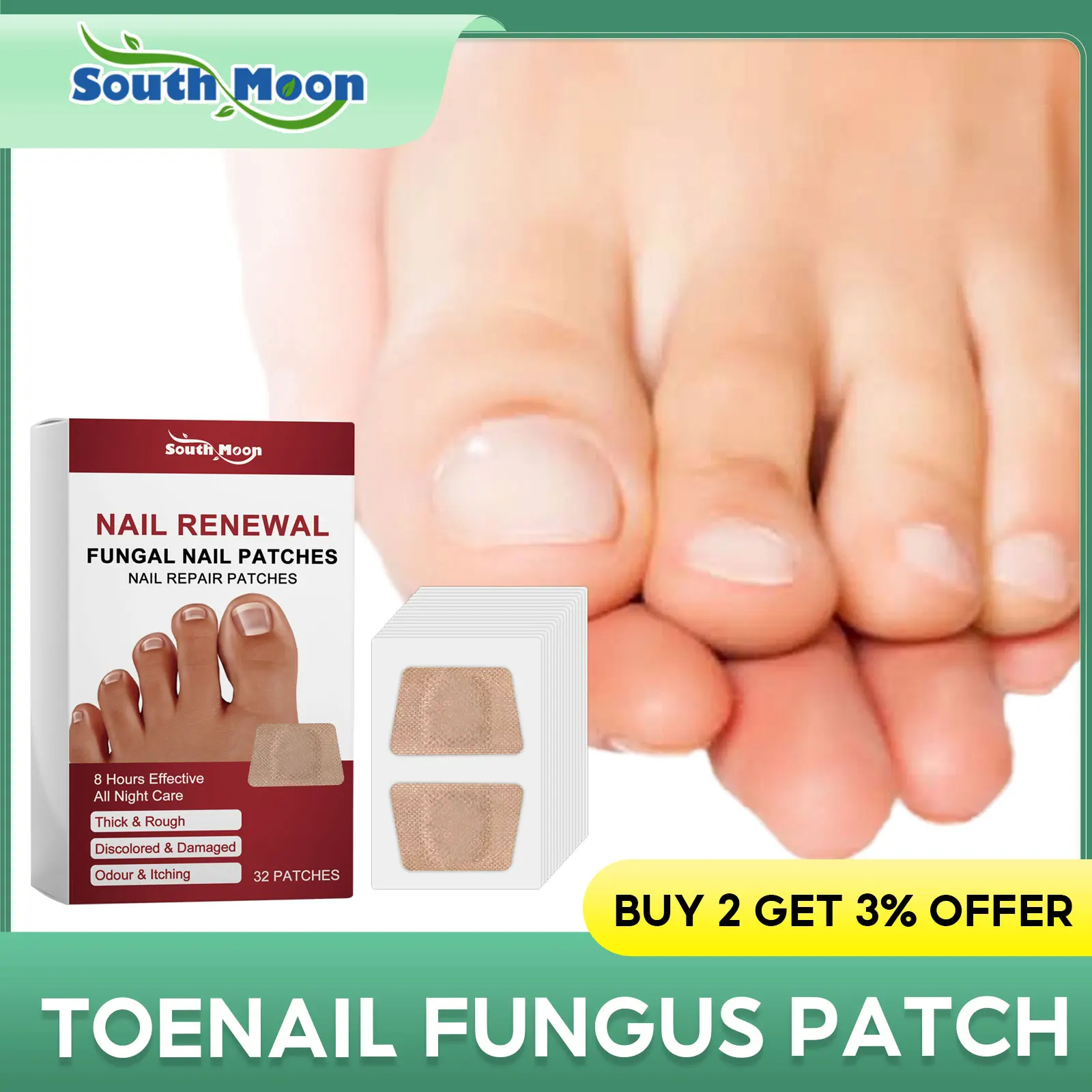 

Fungus Nail Patch Overnight Foot Fungus Treatment Extra Strength Damaged Discolored Nails Paronychia Care Nail Repair Patches