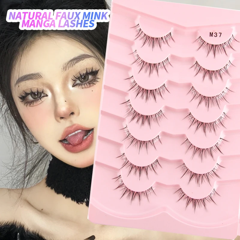 Manga Lashes 3/5/10 Pairs Eyelashes 3D Mink Lashes Korean Natural Cils Strip Lashes Band Soft Cosplay False Eyelashes Makeup