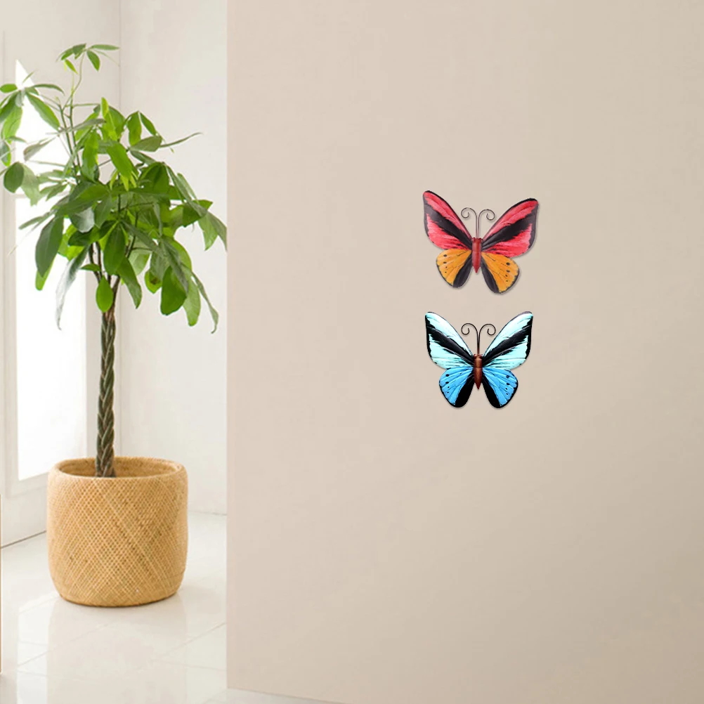 

2 Pcs Metal Iron Decal Decals Hanging Bedroom Art Decor Butterflies Wall Decal DIY Bedroom Wall Pendant Home Pendant
