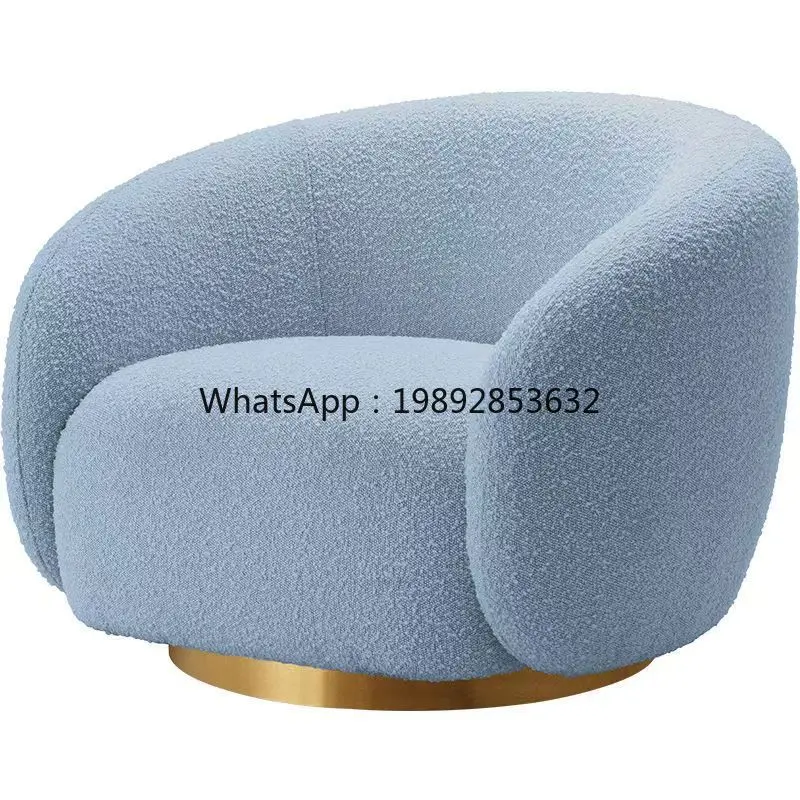 LYY Light Luxury Sofa Bedroom Chair Hotel Cafe Single Sofa Homestay  Lamb Wool Swivel Meeting Chair