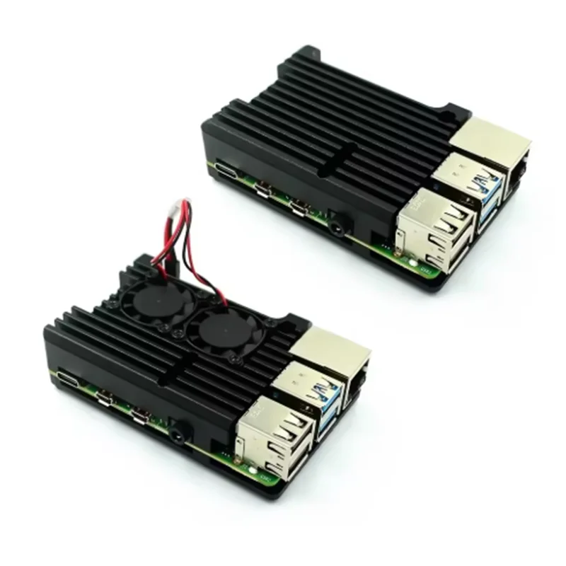 For Raspberry Pi 4 3 Model B 3B Plus Aluminum Case with Dual Cooling Fan Metal Shell Enclosure for RPI Raspberry Pi 4B 3B+ Model