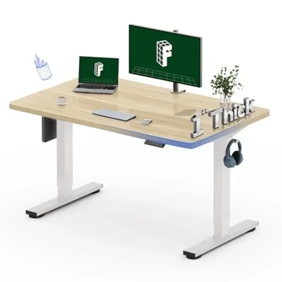Electric Standing Desk for home office use, made of premium MDF with matte black finish, featuring smooth height adjustment and