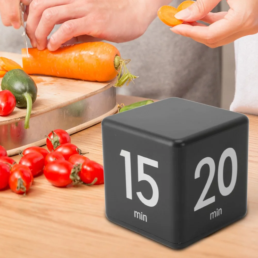 ABS Flip Timer Black Red Gravity Sensing Countdown Timer Digital Display 15 20 30 60 Minute Preset Cube Timer
