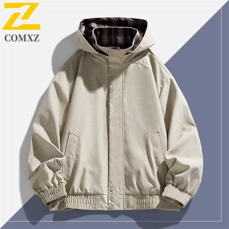 

COMXZ Men Racing Jacket Wear Resistant Outdoor Hooded Hunting Solid Color Fishing Camping Valley Jackets Travel Breathable Coat