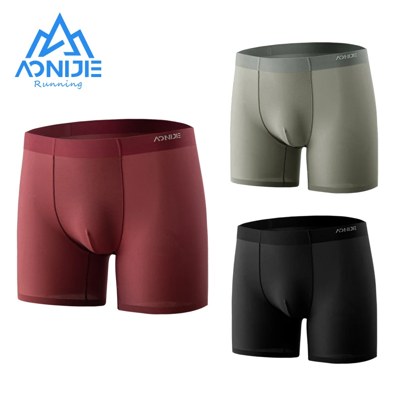 AONIJIE-bóxer profesional para hombre, ropa interior deportiva de cintura media, transpirable, antifricción, 3 unids/lote/caja, E7008