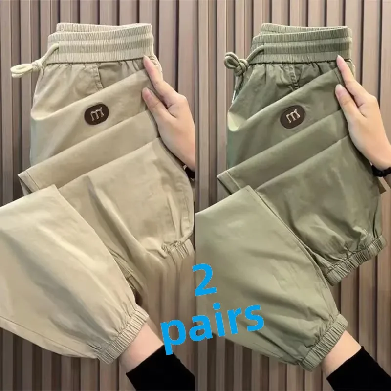 

Мужские летние повседневные свободные тонкие брюки из ледяного шелка с охлаждающим эффектом, износостойкие, грязеотталкивающие, влагоотводящие, длинные брюки для работы