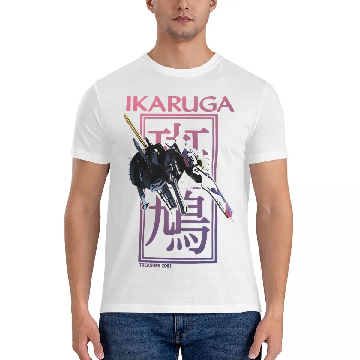 Camiseta de algodón puro con cuello redondo para hombre, camisa de manga corta de Ikaruga, ropa recién llegada