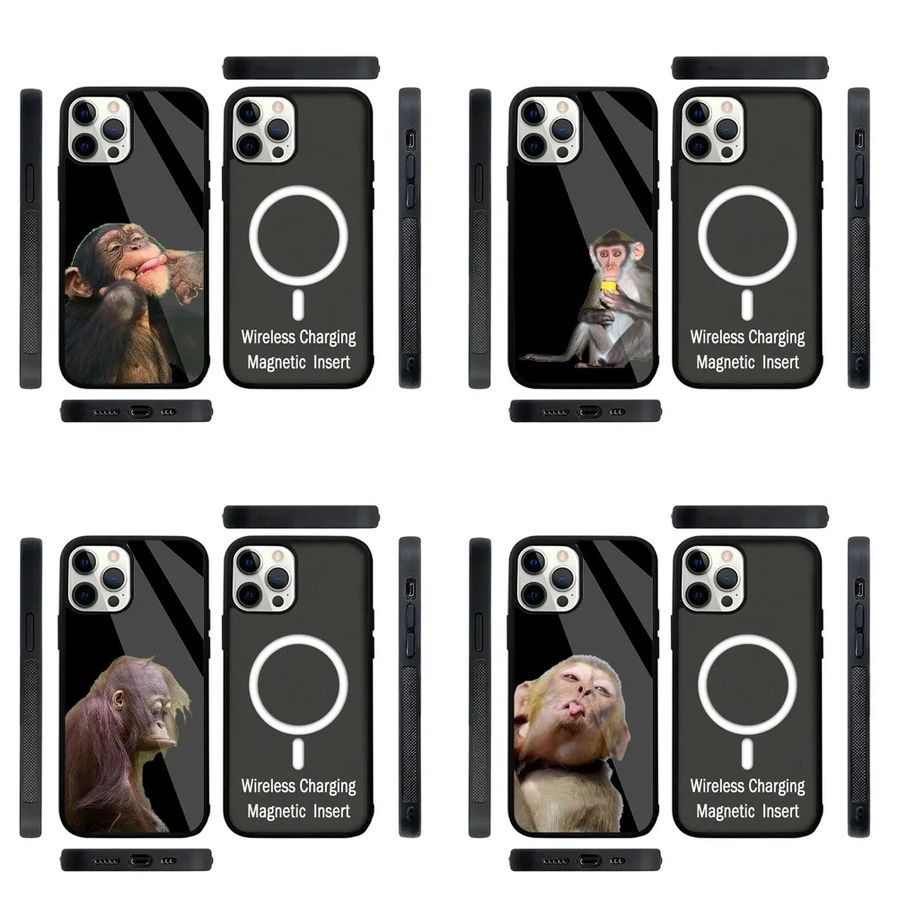 Monkey Sipping Caprisun Meme Phone Case Strong Magnetic For IPhone15,14,13,Pro,Max,Plus,11,12,Mini For Magsafe Wireless Charging