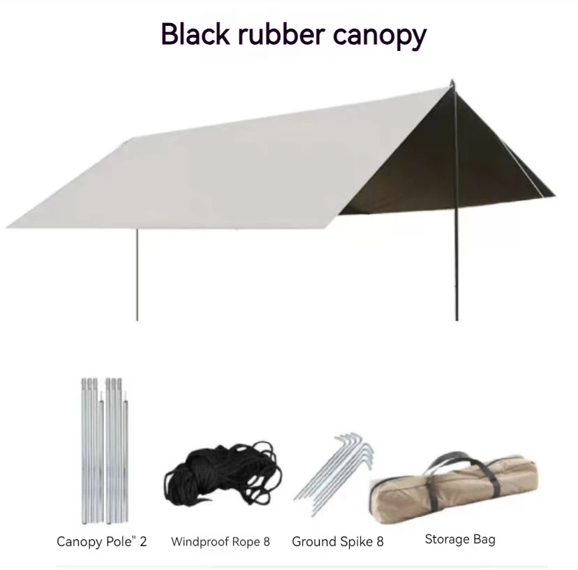 Imagem -02 - Outdoor Preto Borracha Dossel Portátil Hexagonal Camping Suprimentos Sol Chuva uv Prova de Vento Novo