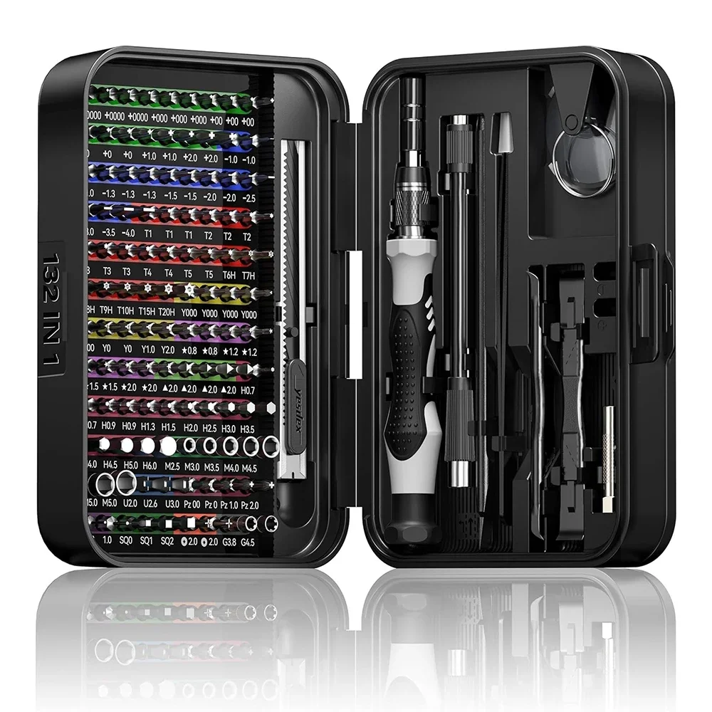 132 in 1 Precision Screwdriver Set with Color Coded Identification Micro Magnetic 108 Bits Manual Repair Tool with Storage Box