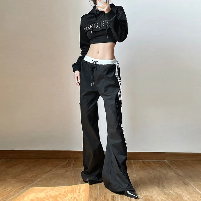 

Europe and the United States new autumn women's clothing solid color fashion high waist slim straight leg casual pants women