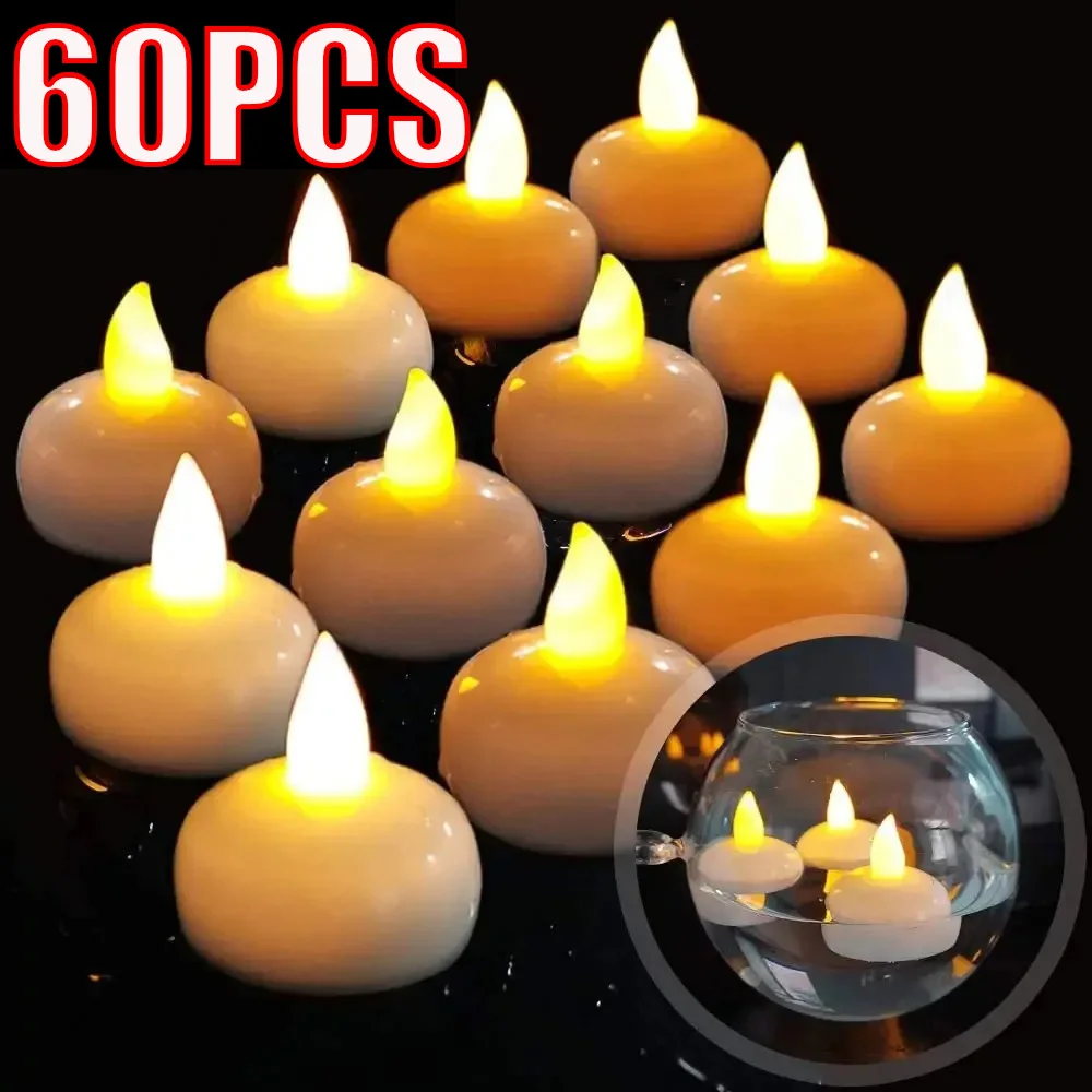 Velas de agua flotantes sin llama, luz LED parpadeante, Lámpara electrónica romántica para boda, fiesta, bañera, piscina, Velas Decorativas