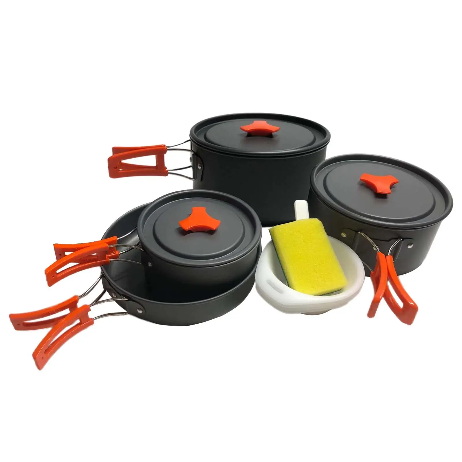 Camping Cookware Set for Campfire 3 Pots for Outdoor Cooking Travel Picnic