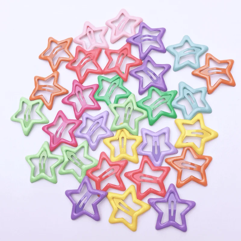 20pcs/lot 3CM Mini Star Hair Clip Kids Glitter Metal Hair Clips Barrettes Hairpins Girls Hair Accessories Headwear Styling Tools