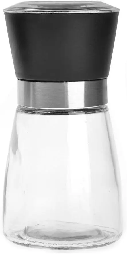 

Manual Glass Salt Pepper Grinder with Stainless Steel Band, Black, 5.1 Inch