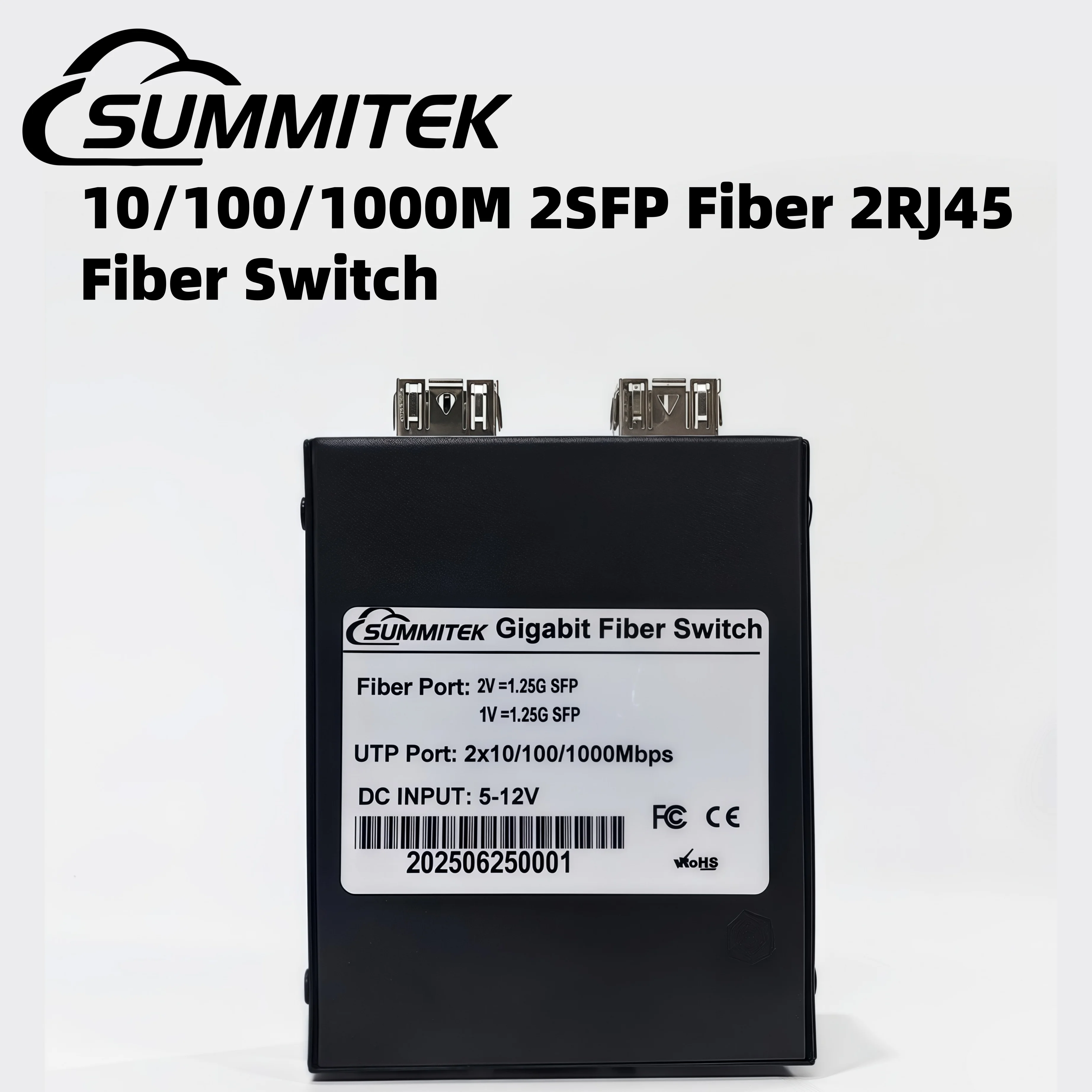 SUMMITEK 1Gb SFP Fiber 2X2 RJ45 Fiber Optic Media Converter 10/100/1000Mbps FTTH Transceiver without SFP Module