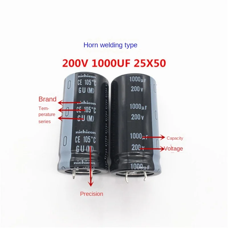 （1pcs）200V1000UF 25X50 Japan Nichicon Electrolytic Capacitor 1000UF 200V 25*50 105 degrees