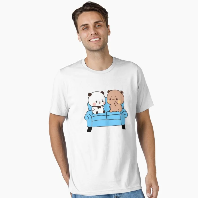 Dudu angry at Bubu Gift t shirt ‌kawaii‌ Panda Bear Cartoon Graphic tee Cute Y2K Clothes 100% cotton All size Tee S-6XL