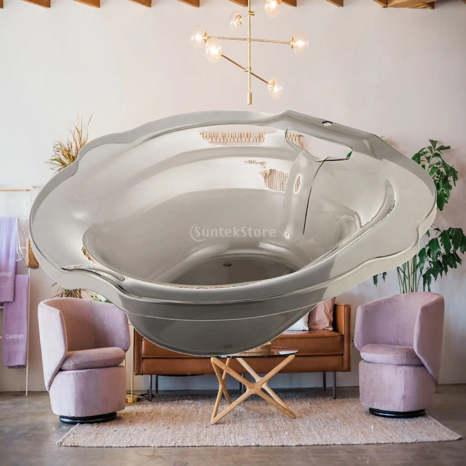 PETG Sitz Bath Tub Translucent Scale Marked Basin for Sitting Bath over Toilet Easy Clean Storage