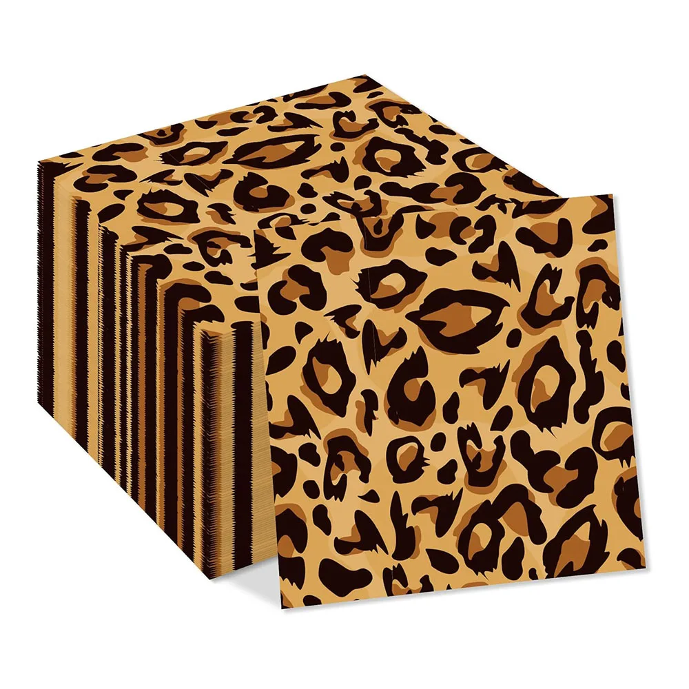 20/40/60 stücke Dschungel Safari Tier Druck Papier Servietten Zebra Tiger Giraffe Leopardenmuster Einweg Party Servietten Dschungel Dekore – Detail 2