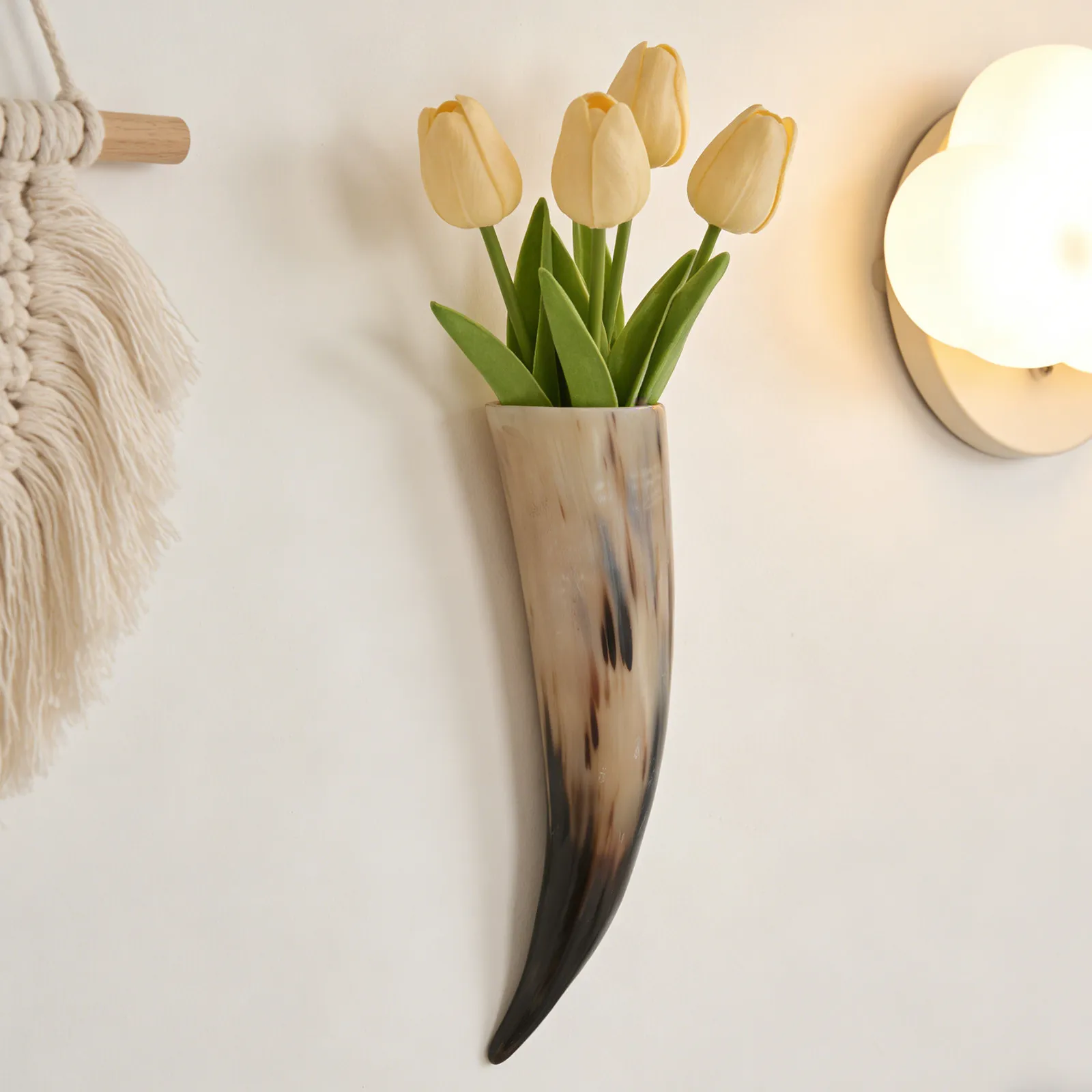 2 Pcs Horn Wall Hanging Vase Flower Home Decoration Animal Cow Horns for Decorating Decorative Bull