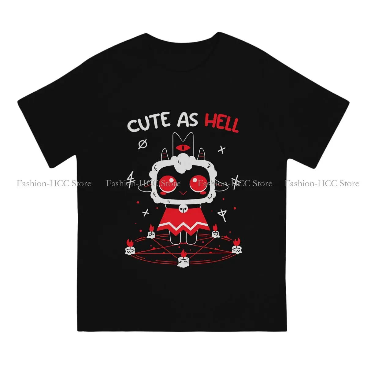 Cult of The Lamb Goat Game Polyester TShirt for Men Cute As Hell Basic Summer Tee T Shirt Novelty New Design image 2