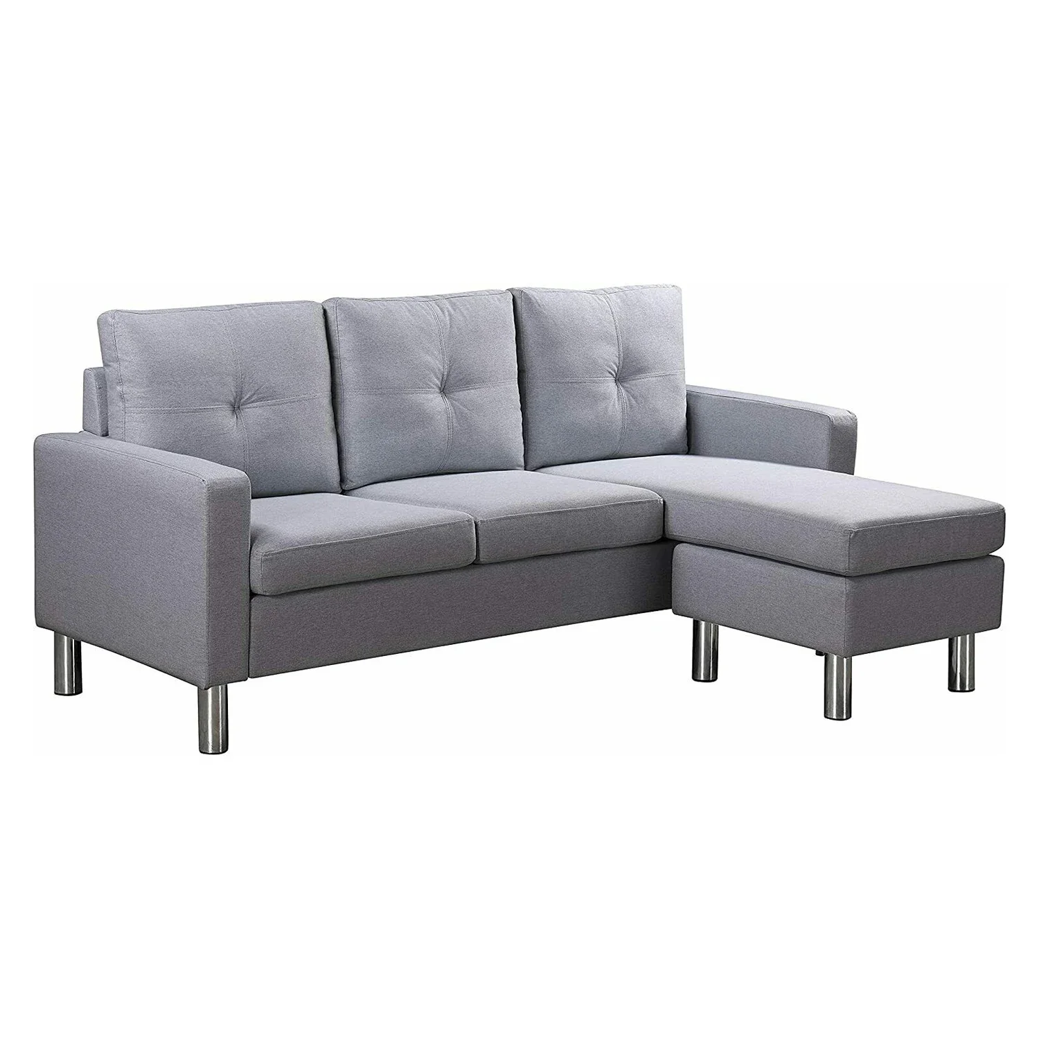 

Fancy L-shaped Wooden Sofa Design Contemporary Sofa Grey Fabric Furniture