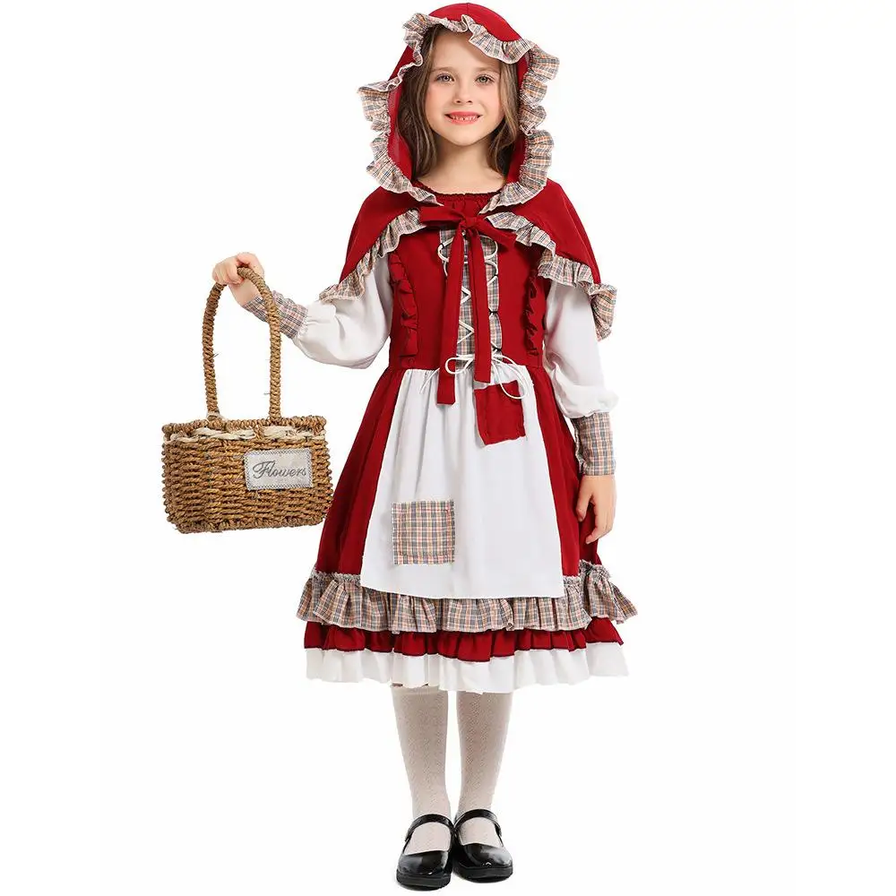 

Kids Girls Dress Cloak Set Cosplay Costumes Halloween Party Fairy Tales Drama Show Role Playing Role Play Outfit
