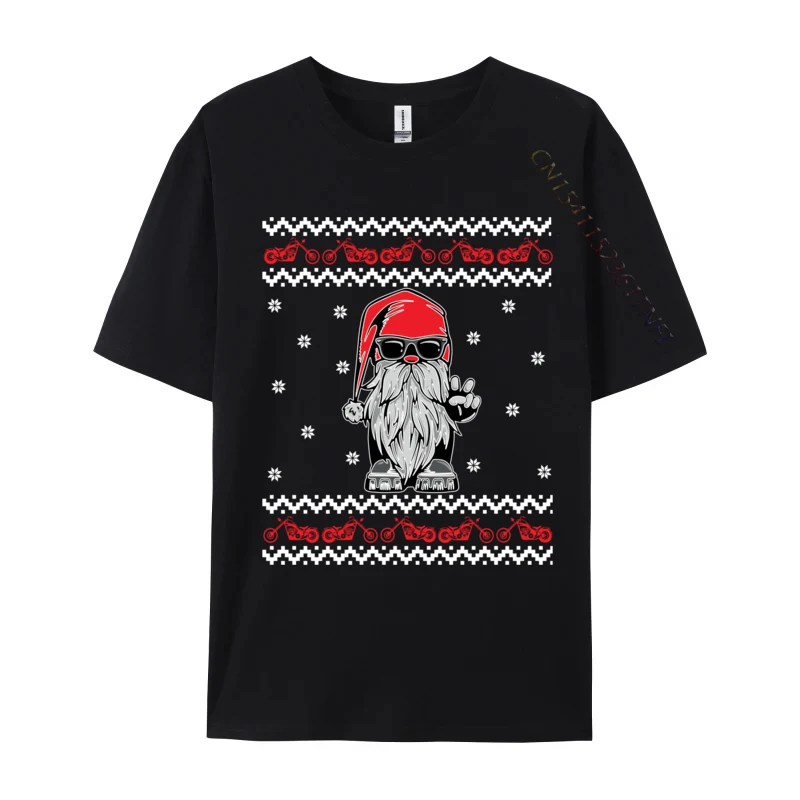 

Funny Ugly Christmas Biker Gnome Motorcycle Lover Xmas T-Shirts Tops Shirts Prevailing Cotton Unique England Style Mens