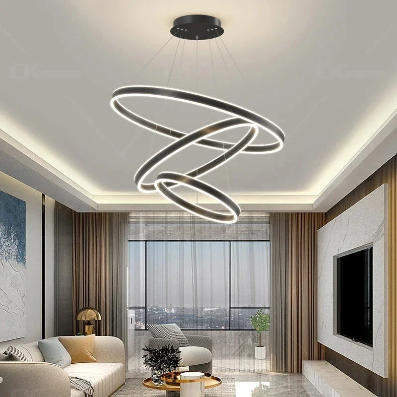 

Modern Rings Led Chandelier Ligthing Lustre for Living Room Bedroom Home Ceiling Mounted Hanging Lamp Indoor Pendant Lights