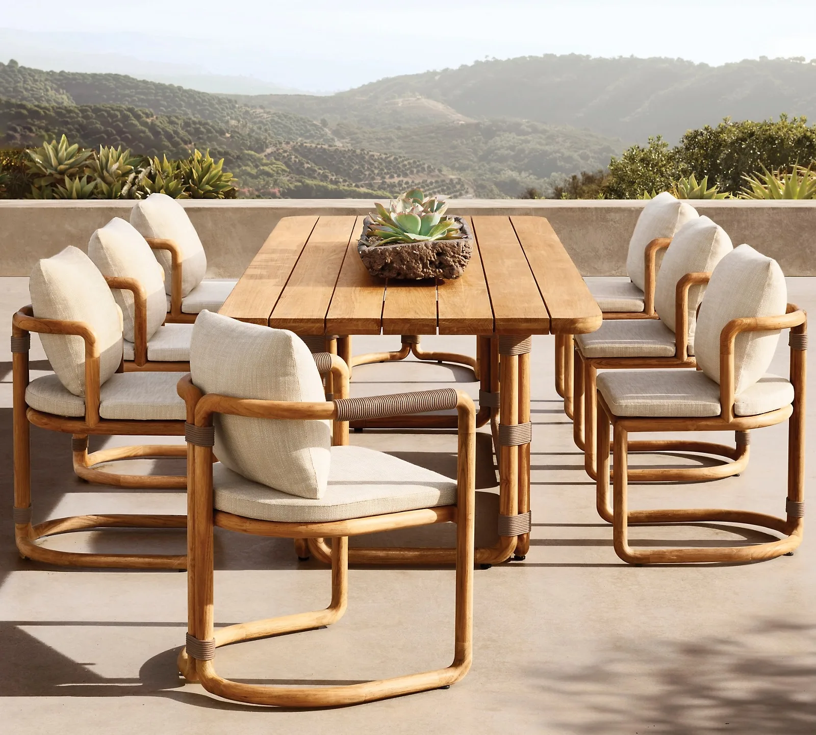 

Custom Teak Wooden Dining Table Set 8 Seater Outdoor Furniture Dining Table and Chairs