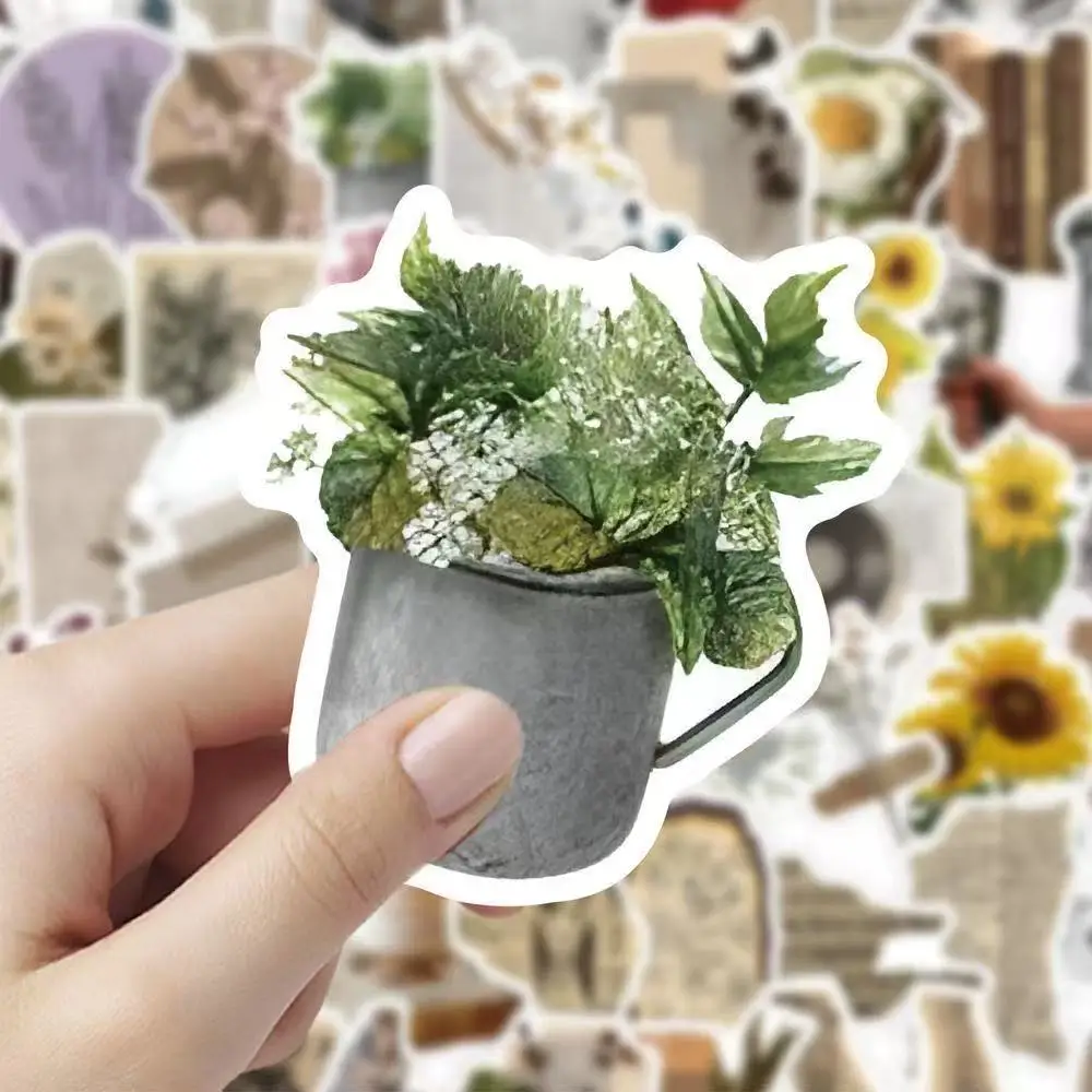 99PCS 빈티지 미적 스티커 팩, 복고풍 꽃 & 카메라 요소 데칼, 저널 스크랩북 노트북을위한 방수 DIY 장식