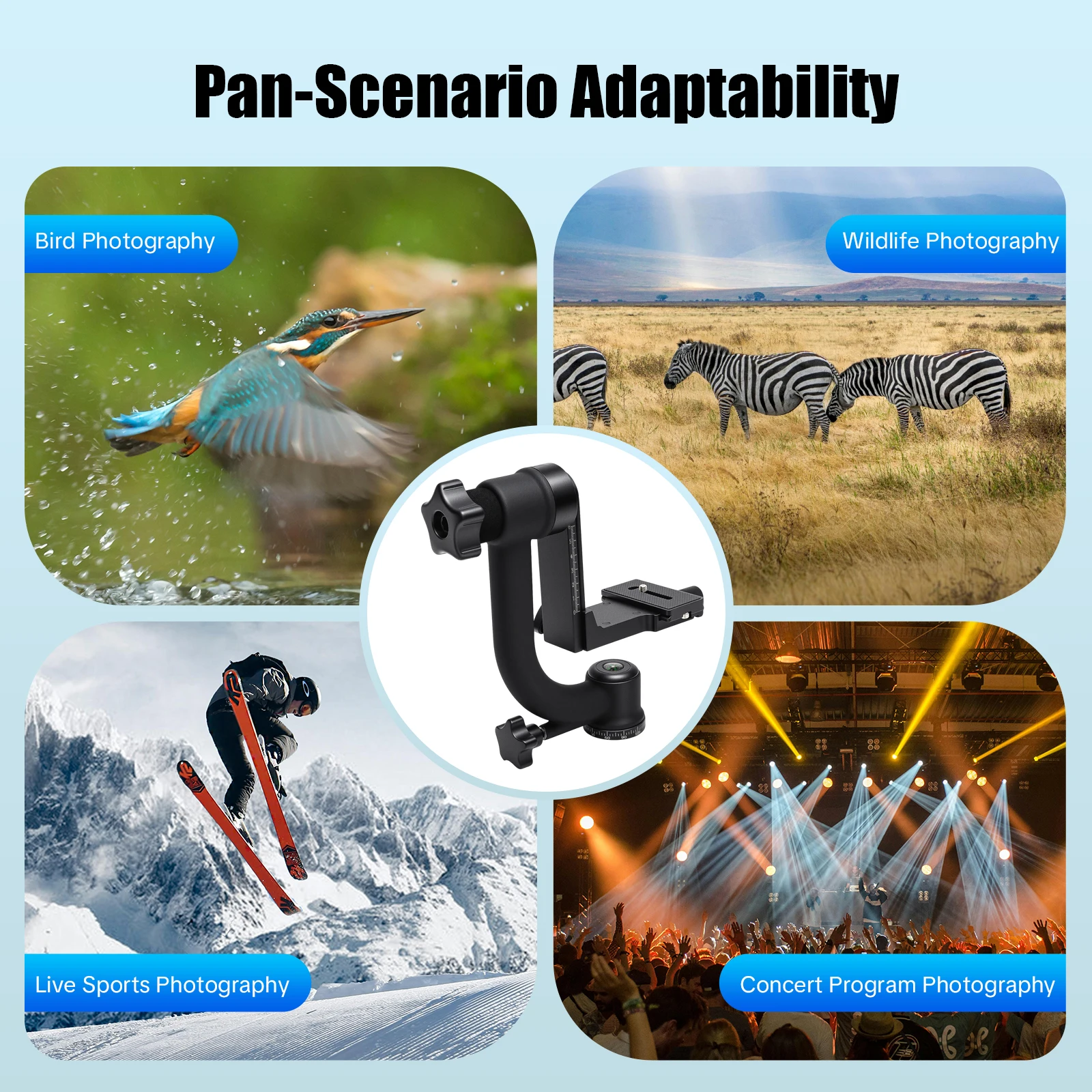 360 Degree Gimbal Tripod Head for DSLR Cameras