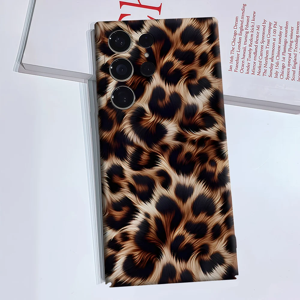 Classic Leopard Fur Texture For Samsung Galaxy S26 S25 S24 A56 A36 Dual Layer Luxury Fashion Full Lens Protective Case