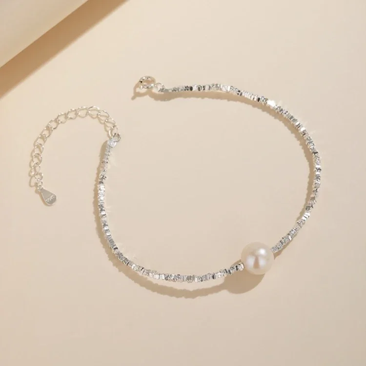 Rotterdam Kling-Bracelets de perles en argent regardé 925 pour femme, breloque réglable irrégulière originale coréenne, bijoux de fête de luxe