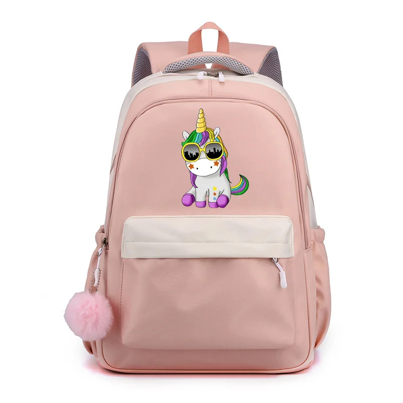 Niedlicher Cartoon-Einhorn-Rucksack für Mädchen und Jungen, coole Einhorn-Schultasche, große Kapazität, Reißverschluss-Rucksack, Einhorn-Rucksäcke