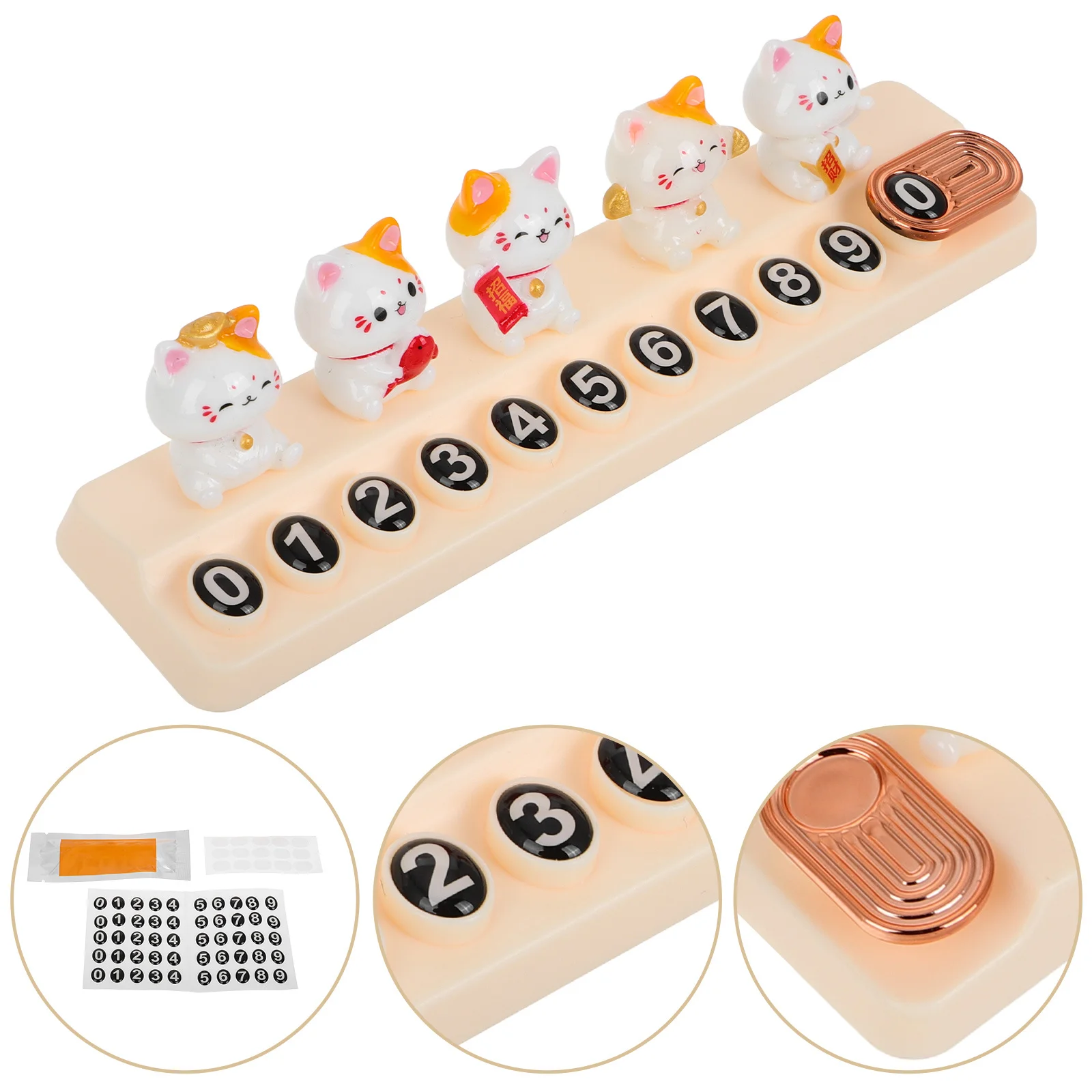 

Car Temporary Parking Plate Lucky Cat Phone Number Display Car Moving Phone Number Card Dashboard Holder Temporary Parking Cards