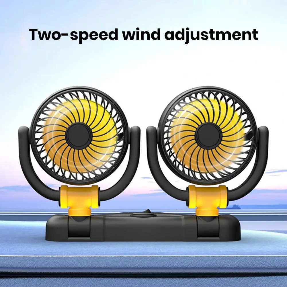 Long-lasting Car Solution Car Folding Fan Powerful Dual Head Car Fan with Multi-angle Rotatable Design for Ultra-quiet Personal