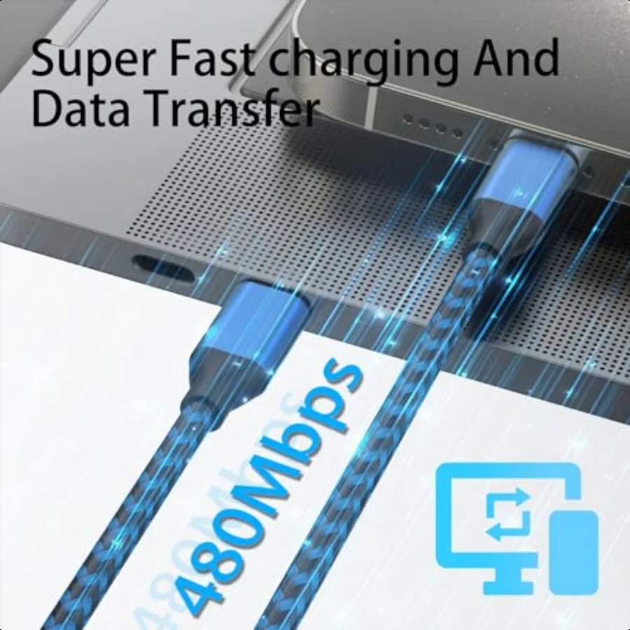 كابل USB C إلى USB C من النايلون المضفر 60 وات 3 3 6 10 قدم USB نوع C كابل شحن سريع لهاتف iPhone 16 16 Plus 16 Pro Max 15 15 Plus