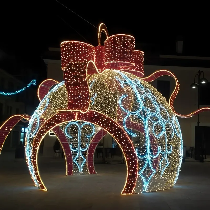 

2025 Christmas Large Lighting Styling Light Festival Outdoor Bow Light Ball Shopping Mall Christmas