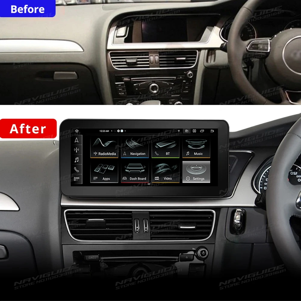 NAVIGUIDE 10,25 ZOLL Android 12 Für Audi A4 A4L A5 LHD RHD 2009-2016 Auto Radio 8 + 128G Stereo Bluetooth Carplay Multimedia Player