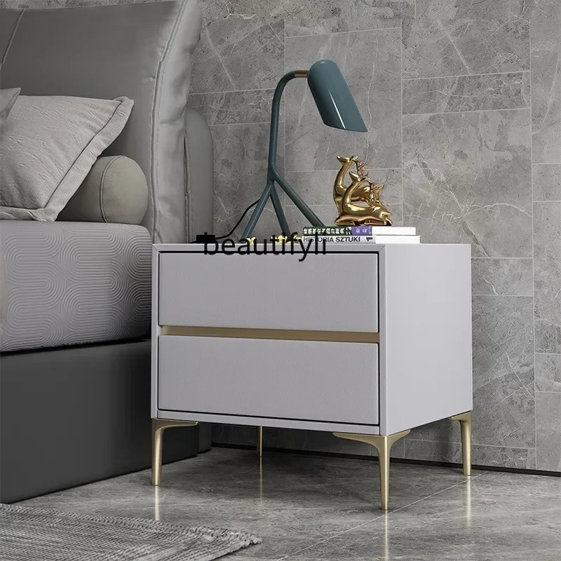 SS ss7486 Italian minimalist bedroom bedside table, modern minimalist solid wood bedside table,personalized rebound cabinet with