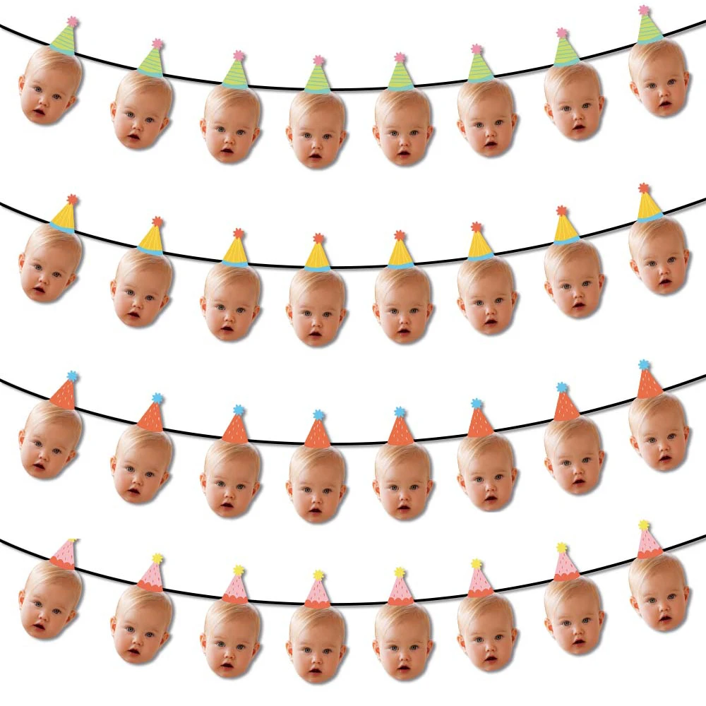 Pequeño cartel de sombrero de cumpleaños con foto personalizada, adecuado para decoración de 1er cumpleaños y primera fiesta de cumpleaños de hito