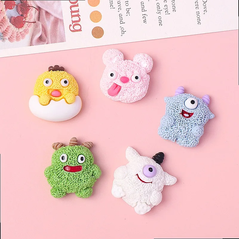 100pcs Kawaii Cartoon Animal Resin Cabochon DIY Accessories for Phone Case Hairpin Keychain Earring Scrapbook Miniature Craft