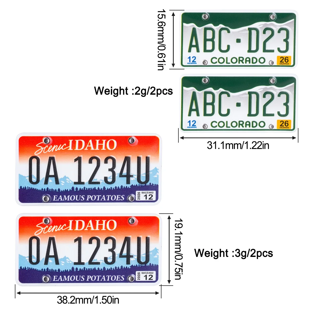 Aluminum Simulation License Plates 2Pcs for 1/10 1/18 1/24 RC Crawler – Scale Metal Plate Accessories