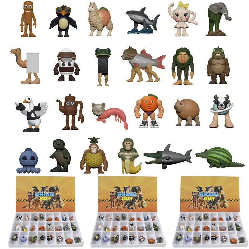 24 unids/set Tung tung Sahur Figuras ModelPVC italiano Brainrot Tun Tung Tung Sahur Figuras de acción regalo de cumpleaños regalo de Navidad